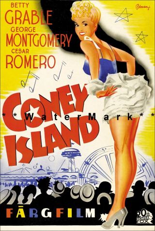 Coney Island 1944 Betty Grable Movie Film Vintage Poster Print Classic Movie