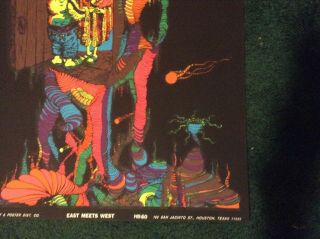 East Meets West Vintage Blacklight Poster 1970 Houston Psychedelic UV 2