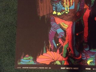 East Meets West Vintage Blacklight Poster 1970 Houston Psychedelic UV 3