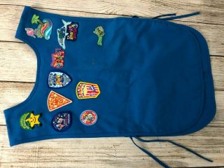 Official Daisy Girl Scouts Uniform Blue Smock Side Tie With Patches & Pins Apron