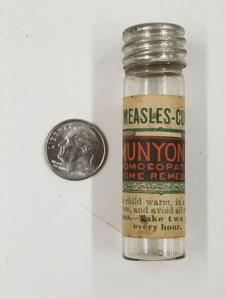 Vintage Munyons Homeopathic Remedies Measles Cure Glass Medicine Bottle