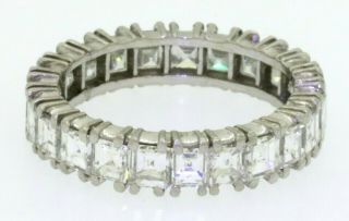 Vintage Platinum 3.  35CT VS1/F Asscher cut diamond eternity band ring size 6 2