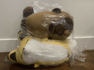 Raccoon And Fox Plush Set Toreba Laying Down Tanuki To Kitsune Japan Arcade