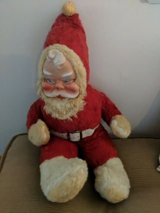 Vintage Christmas Rubber Vinyl Face Santa Claus Stuffed Doll