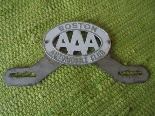Vintage Aaa Boston Automobile Club License Plate Topper Emblem Badge Ma
