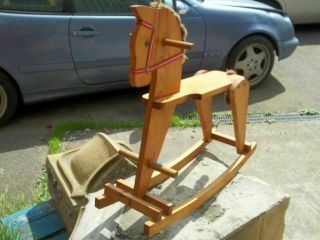 VINTAGE CHILDS WOOD ROCKING HORSE DESIGN,  SHOP,  PROP,  COUNTRY,  HOUSE XMAS 2