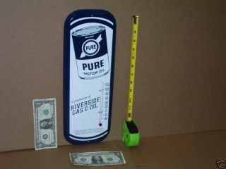 Pure Oil Co - Shows Old Quart Motor Oil Tin Can - Gas Station - Temperature Sign