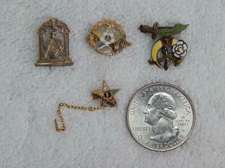 Vintage Masonic Pins,  Eastern Star,  Daughters Of The Nile Shriner 14k Gold Scrap