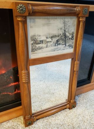 Antique Vtg ☆rare☆ Framed Currier And Ives Mirror: " England Winter Scene "