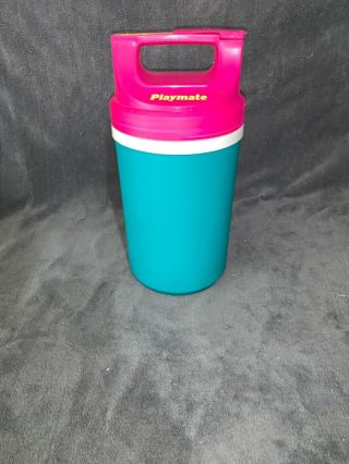 Vintage Igloo Playmate 1/2 Gallon Thermos Water Jug Cooler Pink Turquoise Neon