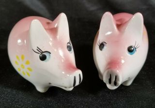 Vintage Salt And Pepper Shakers Little Pigs With Flower Power Japan