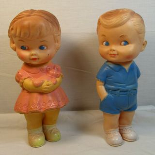 Vintage 1962 The Edward Mobley Co - Arrow Rubber Dolls Boy And Girl Pair