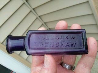Deep Purple Bullock & Crenshaw Blown Medicine Bottle Flared Lip