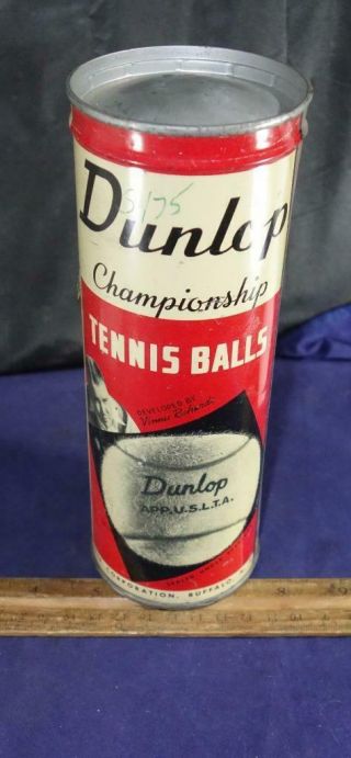 Vintage Advertising Tin Can 3 Dunlop Championship Tennis Balls
