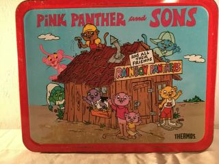 1984 Pink Panther And Sons Metal Lunch Box - Vintage