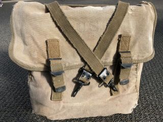 Us Wwii / Ww2 M1936 Musette Bag Early Khaki Type Dated 1943 Auth