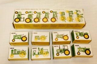 Vintage Ertl 8 Eight John Deere Miniature Toy Tractors In Boxes 593