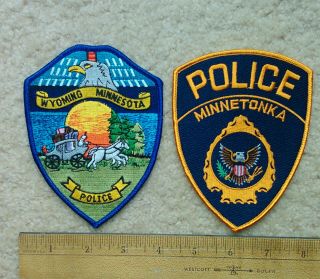 2 Minnesota Police Department Patches Wyoming & Minnetonka