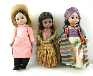 3 Vtg Madame Alexander 8 " Dolls Morocco,  Vietnam,  Hawaii 1960 