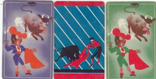 Bull Fighting - 3 Single Vintage Swap Playing Cards