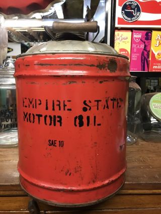 Vintage Empire State 5 Gallon Oil Can Sign Standard Sinclair Esso Texaco Shell