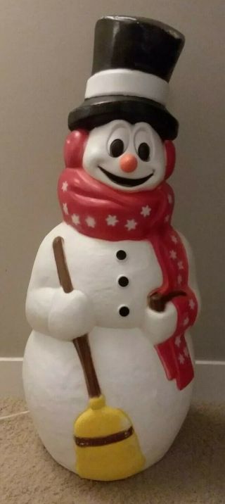 Vtg 42 " Snowman General Foam Plastic Co Blow Mold Lights Up With Cord So Cute