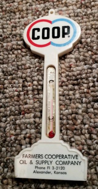 Vintage Coop Gasoline Pole Sign Thermometer Advertising Farmer 