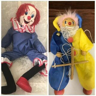 Bozo The Clown Ventriloquist Dummy Doll Larry Harmon,  Wooden Clown Marionette
