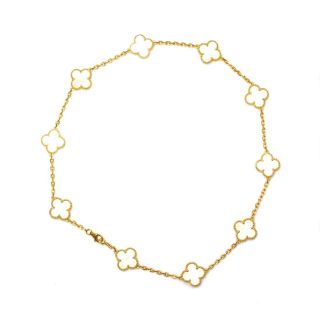 Van Cleef & Arpels 18K Gold 10 Motif MOP Vintage Alhambra Necklace 100 Authentic 2