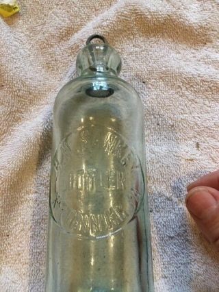 H.  N.  Sankey Bottler Kittanning,  Pa.  Aqua Blob Top Bottle