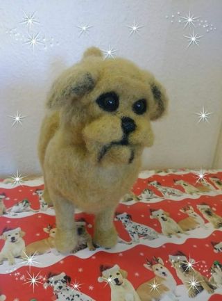 One Of A Kind,  Brussels Griffon,  Needle Felted Wool,  Sculpture,  9 In