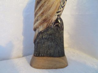 Hand Carved BUFFALO HORN Great Horned OWL Figurine 3