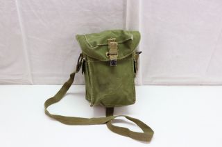Wwii Green British Gas Mask Bag With Shoulder Strap Adjustable Each E3268