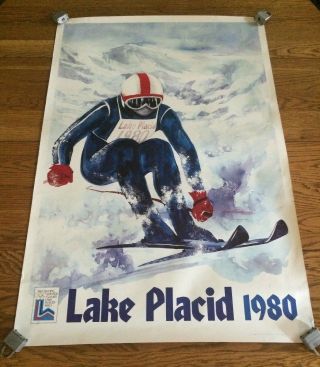Vintage John Gallucci Lake Placid 1980 Usa Winter Olympics Poster Print