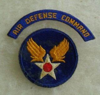 Wwii Aaf " Air Defense Command " Tab With Aaf Patch Loose Both Cut Edge