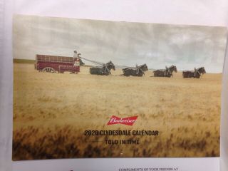 2020 Budweiser Beer Clydesdale Large Wall Calendars Told In Time