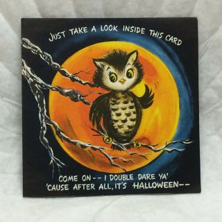 Vintage Hallmark Halloween Card Owl