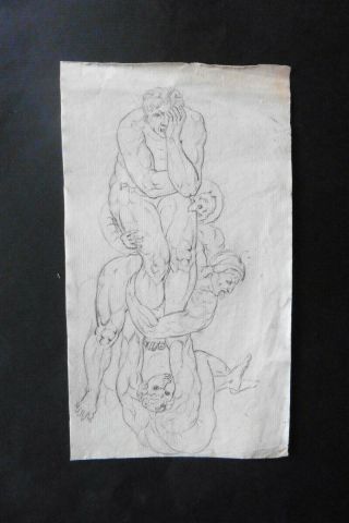 French Neoclassical Sch.  Ca.  1800 - Study Nudes - Michelangelo Frescoes - C 