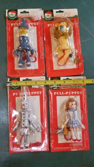 Vintage Wizard Of Oz Wooden Figures Pull String Puppets Ornament Toys Rare