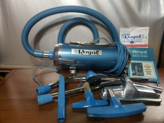 Vintage Royal Canister Vacuum Cleaner Model 401 With Accessories