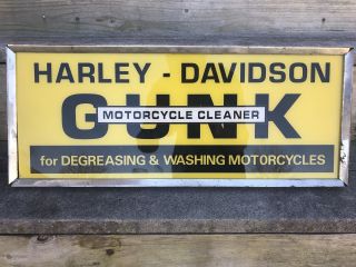 Vintage Harley Davidson Dealer Gunk Lighted Sign Glass Metal Gilbert Usa Ny