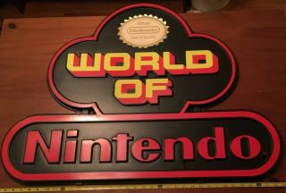 Vintage World Of Nintendo Store Display Sign Nes Big