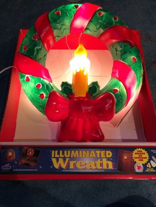 Vintage Empire Blow Mold Illuminated Christmas Wreath Item 1692 4 Bulbs
