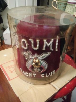 Vintage Bejeweled Fraternal Masonic Boumi Shriners Yacht Club Fez Hat