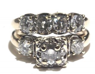 14k Yellow Gold 1.  97ct Round Diamond Vintage Engagement Ring Wedding Band 7.  5g
