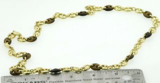 Heavy vintage 18K gold 13.  5 X 9mm Tiger ' s eye mariner link chain necklace 3