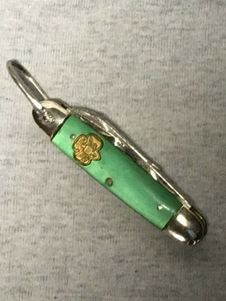 Vintage 50 ' s Kutmaster Girl Scout Knife Green Lucite,  4 - blade 2