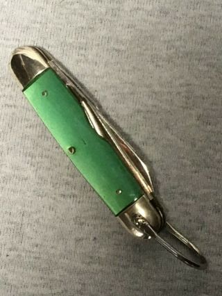 Vintage 50 ' s Kutmaster Girl Scout Knife Green Lucite,  4 - blade 3