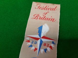 Vintage Post Ww2 1951 Silk Bookmark Festival Of Britain Leek