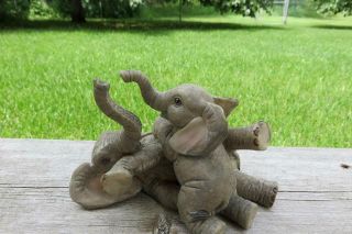 Elephants Playing Baby Animals Resin Statue Ornament Elephant